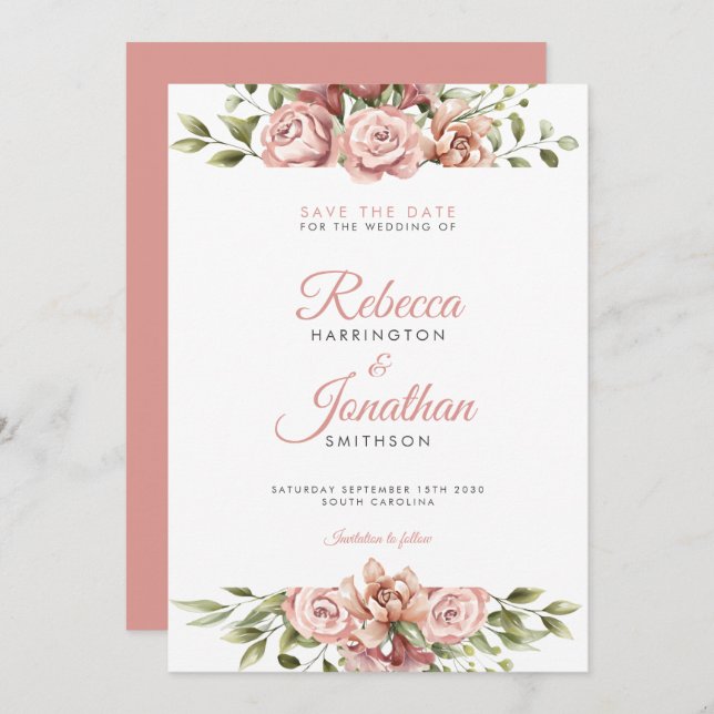 Blush Pink Bläschen Hochzeit speichern das Datum Einladung