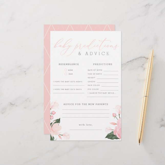 Blush Pink Bläschen Kinderdusche Vorhersagen und R (Vorderseite/Rückseite Beispiel)