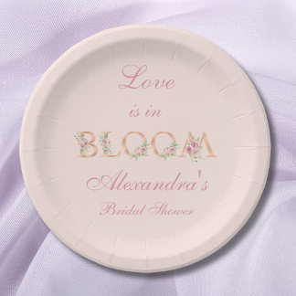 Blush Pink Bläschen Liebe ist in Bloom Brautparty Pappteller