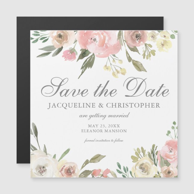 Blush Pink Bläschen Save the Date Magnetkarte (Vorne/Hinten)