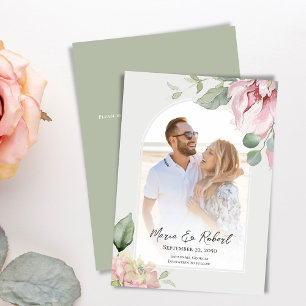 Blush Pink Bläserne Hochzeit Elegante Arche Seite Save The Date