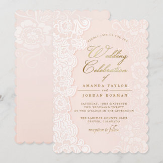 Blush Pink Bläserne Hochzeitsfeier Einladung