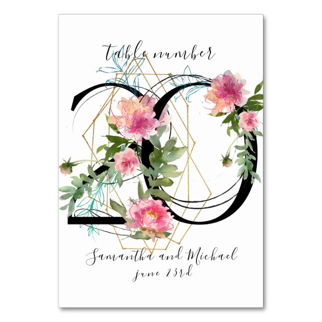 Blush Pink Bläserpferde Gold Tischnummer 20 Zeiche (Vorderseite)