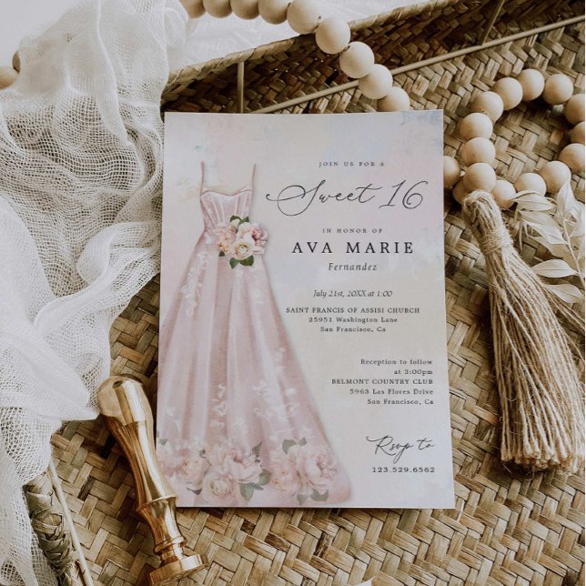 Blush Pink Bläsersüß 16 Geburtstagsfeier Einladung (Von Creator hochgeladen)