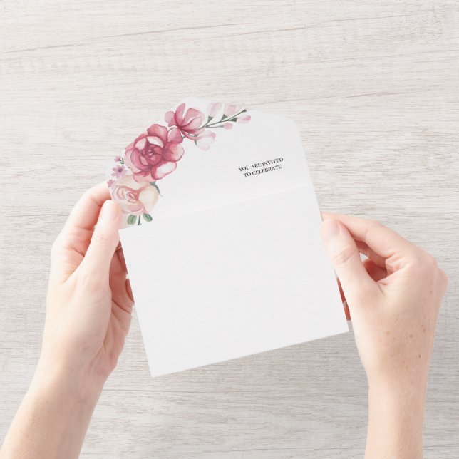 Blush Pink Bloom Wedding All In One Einladung (Eröffnung)