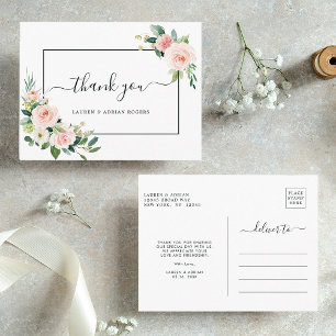 Blush Pink Bloom Wedding Danke Postkarte