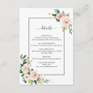 Blush Pink Bloom Wedding Details Begleitkarte