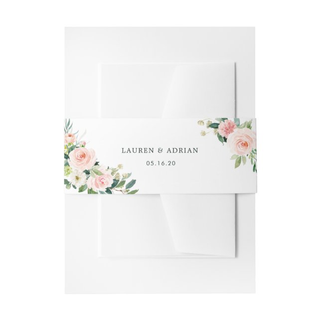 Blush Pink Bloom Wedding Einladungsbanderole (Vorderseite Beispiel)