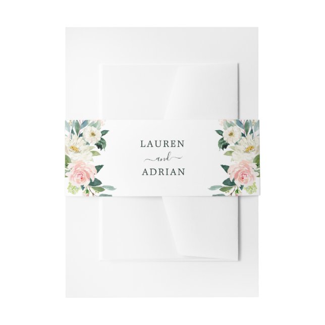 Blush Pink Bloom Wedding Einladungsbanderole (Vorderseite Beispiel)