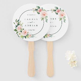 Blush Pink Bloom Wedding Hand Fan Fächer