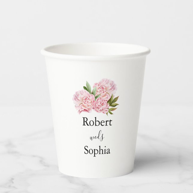 Blush Pink Bloom Wedding Paper Cup Pappbecher (Vorderseite)
