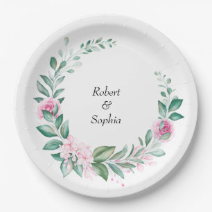 Blush Pink Bloom Wedding Pappteller