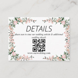 Blush Pink Bloom Wedding QR Code Begleitkarte