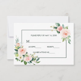 Blush Pink Bloom Wedding RSVP Card Karte