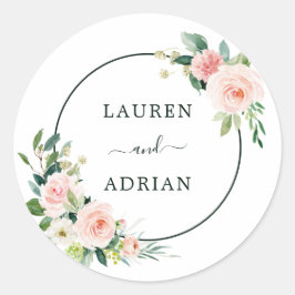 Blush Pink Bloom Wedding Runder Aufkleber