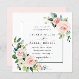 Blush Pink Bloom Wedding Square Einladung