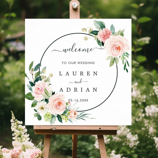 Blush Pink Bloom Wedding Welcome Square Sign Poster (Von Creator hochgeladen)
