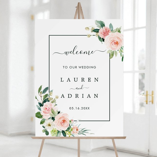 Blush Pink Bloom Wedding Willkommenszeichen Poster (Von Creator hochgeladen)