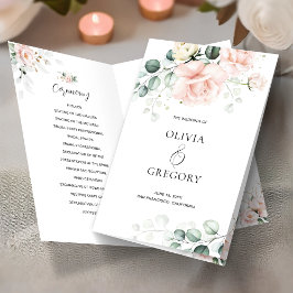 Blush Pink Blooms Hochzeitsprogramm