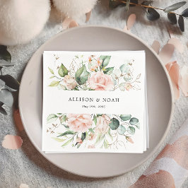 Blush Pink Blooms Wedding Napkins Serviette