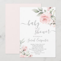Blush pink Bloral Baby Dusche Girl Einladung