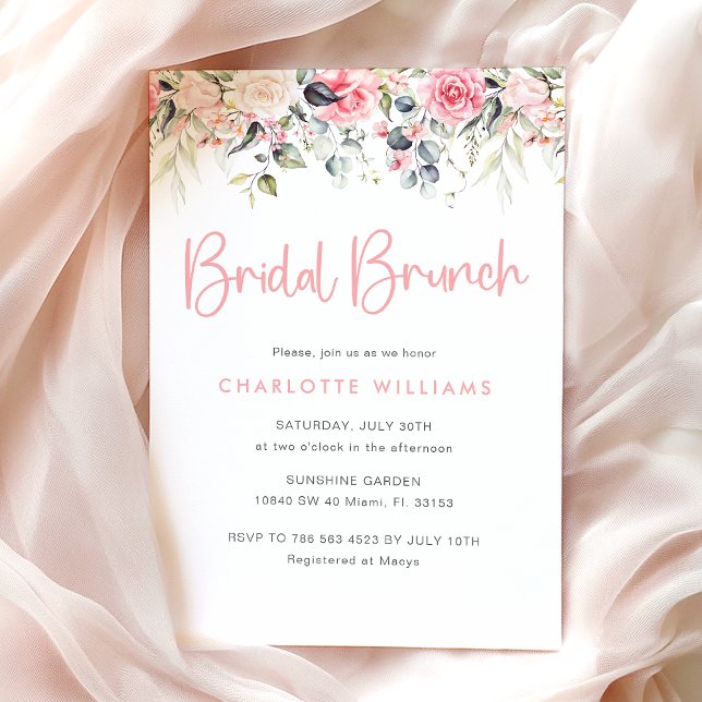 Blush Pink Bloral Bridal Brunch Einladung (Von Creator hochgeladen)