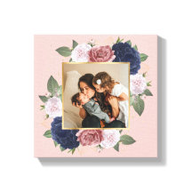 Blush Pink Bloral Custom Family Foto auf Leinwand