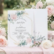 Blush Pink Bloral Eukalyptus Geometric Wedding
