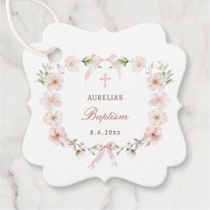 Blush Pink Bloral Frame Taufe Geschenkanhänger