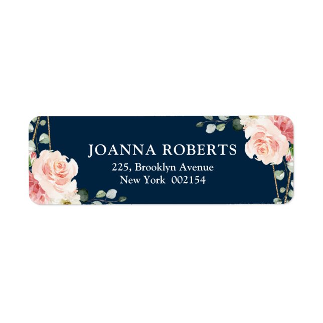 Blush Pink Bloral Navy Geometric Botanical Wedding (Vorne)