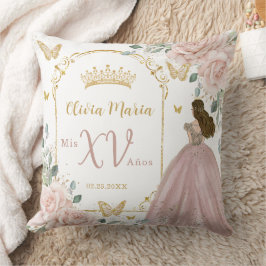 Blush Pink Bloral Prinzessin Butterfells Quinceañe Kissen
