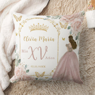 Blush Pink Bloral Prinzessin Butterfells Quinceañe Kissen