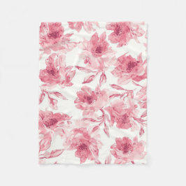 Blush Pink Blossoms Watercolor Painted Airy Floral Fleecedecke