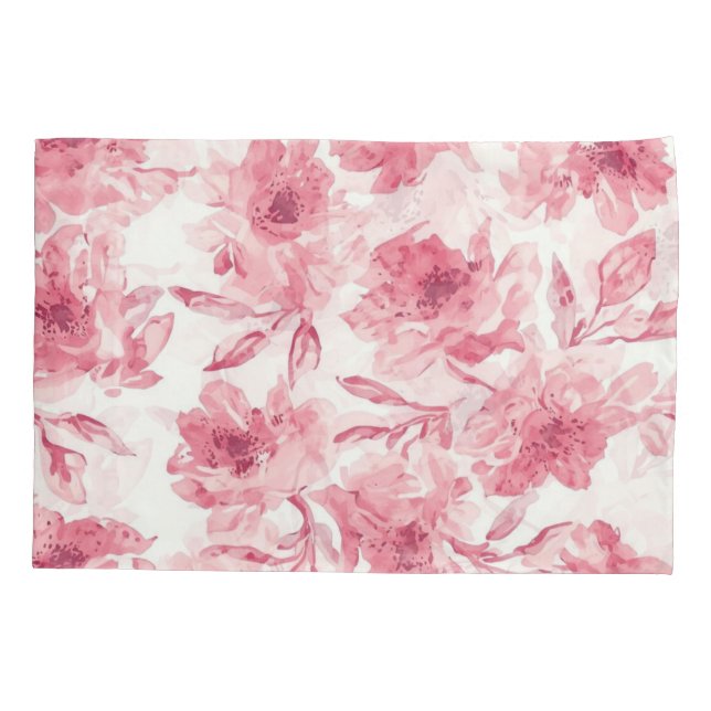 Blush Pink Blossoms Watercolor Painted Airy Floral Kissenbezug (Rückseite)