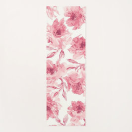 Blush Pink Blossoms Watercolor Painted Airy Floral Yogamatte