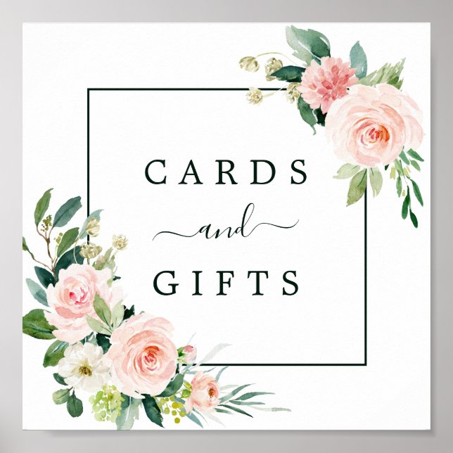 Blush Pink Blubomickarten & Gifts Square Zeichen Poster (Vorne)