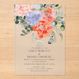 Blush Pink & Blue Aquarellfarben Blumenzehen Acryleinladungen