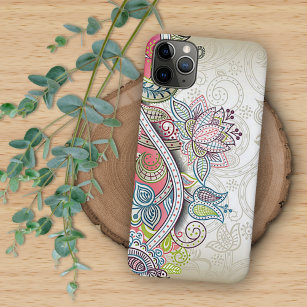 Blush Pink Blue Green Purple Paisley Floral Art iPhone 13 Pro Max Hülle