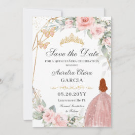 Blush Pink Blues 16 . Geburtstag QUINCEAÑERA Save The Date