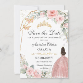Blush Pink Blues 16 . Geburtstag QUINCEAÑERA Save The Date