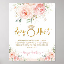 Blush Pink Blues Brautparty Ring Jagd Spiel Poster