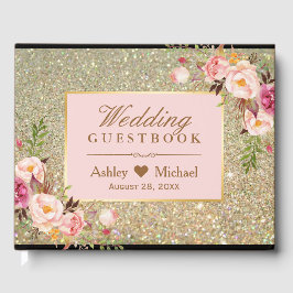 Blush Pink Blues Glitzer Hochzeit Gästebuch