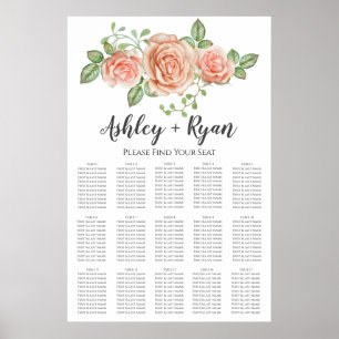 Blush Pink Blues Hochzeitsdiagramm Poster