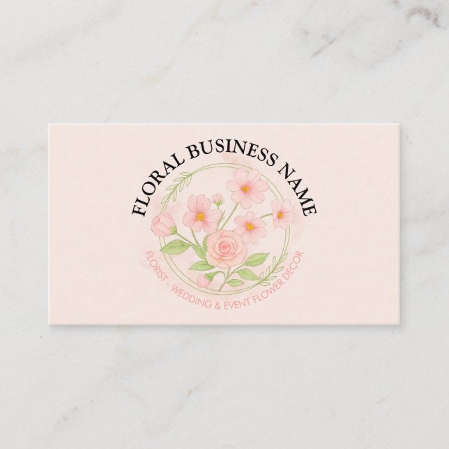 Blush Pink Blume Bloral Visitenkarte (Vorderseite)