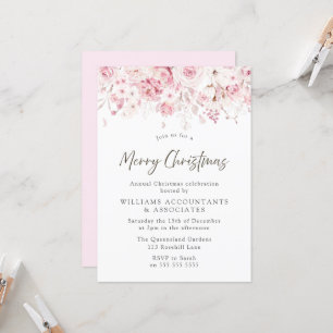 Blush Pink Blume Frohe Weihnachten Party Einladung