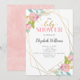 Blush Pink Blume Geometric Frame Baby Dusche Einladung