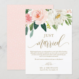 Blush Pink Blume Gold Just Married Wedding Ankündigung