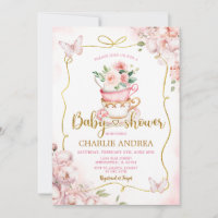 Blush Pink Blume Schmetterling Tee Party Babydusch