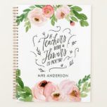 Blush pink Blumengeschenk Dankeschön Lehrer Gesche Planer<br><div class="desc">Rosa blaue Aquarellfarben. Elegantes florales Aquarelldesign und ein wunderschöner,  kühner Schriftart. perfektes Lehrgeschenk</div>