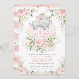 Blush Pink Blumengrün Elephant Babydusche Einladung